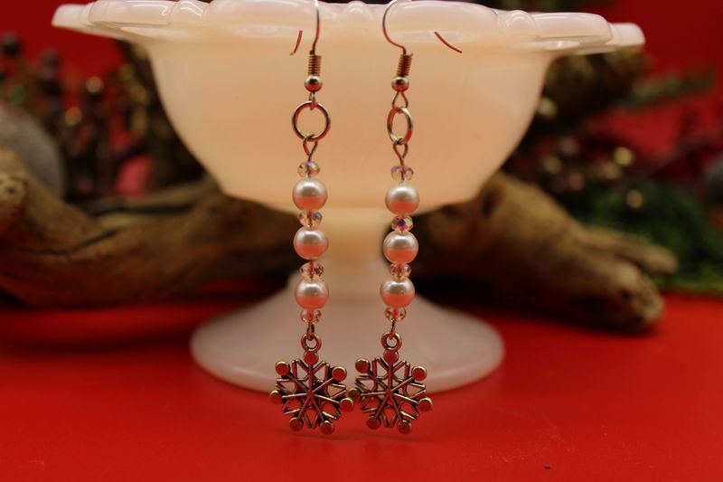 Snowflakes and Snowballs Earrings in Silver Tone