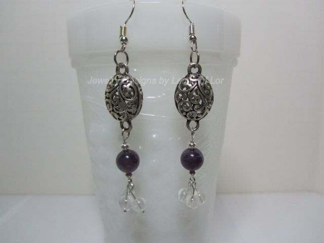 Amethyst and Crystal Quartz Earrings