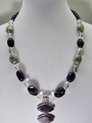 Amethyst and Crystal Quartz Nuggets with Pendant Necklace