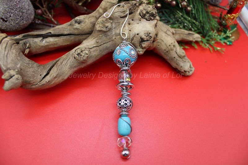 Turquoise and Silver Wire Wrapped Ornament