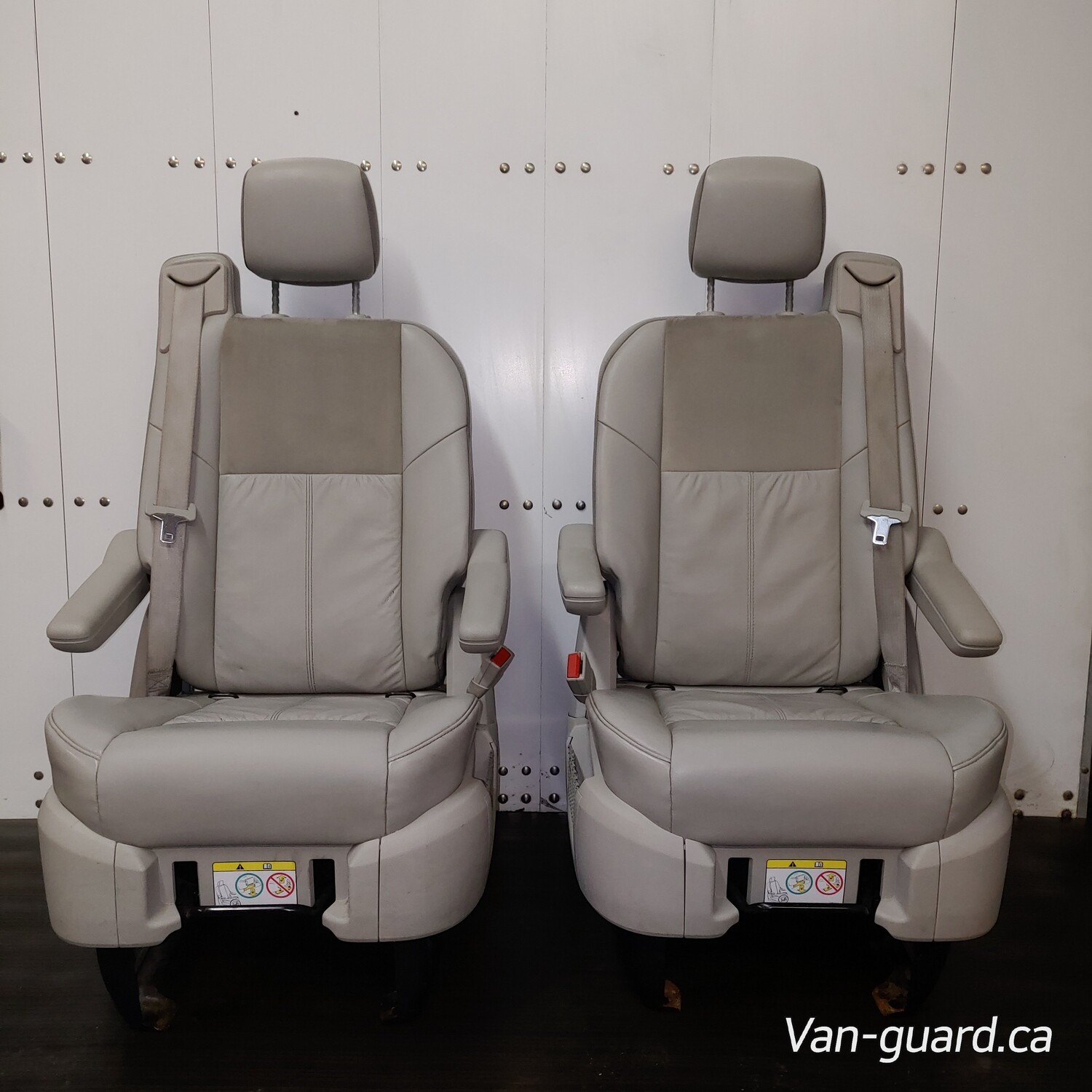 Pair of Swivel Seats - Tan Leather