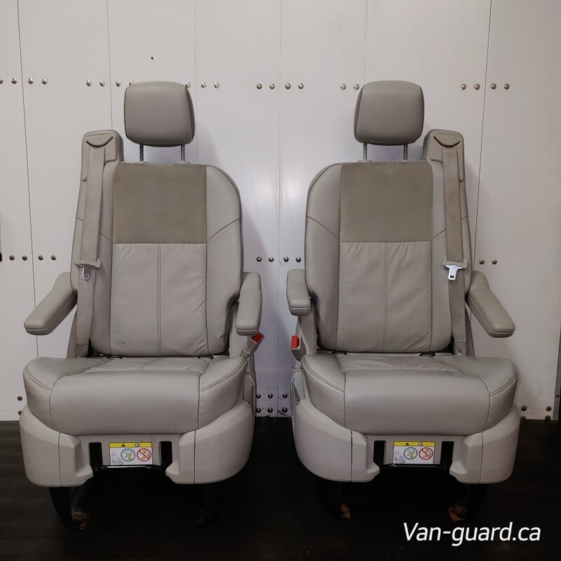 Pair of Swivel Seats - Tan Leather