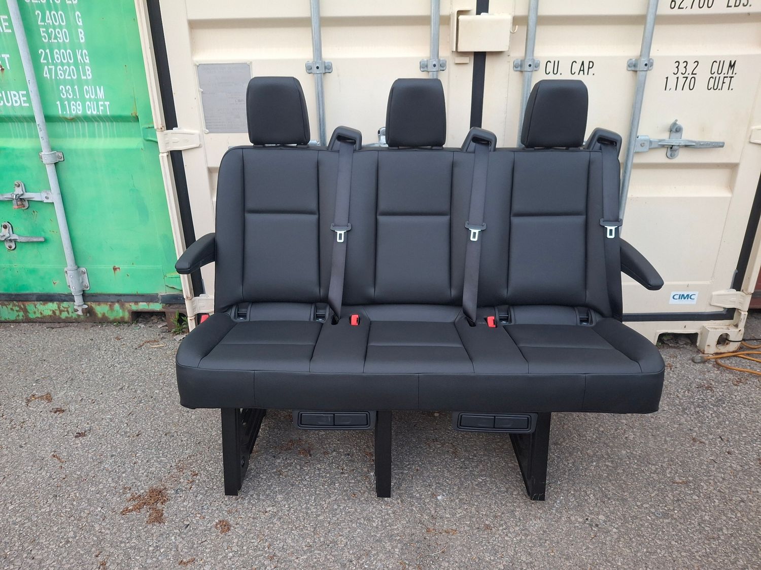 3 Passengers Removable Bench Seat - Black Leather