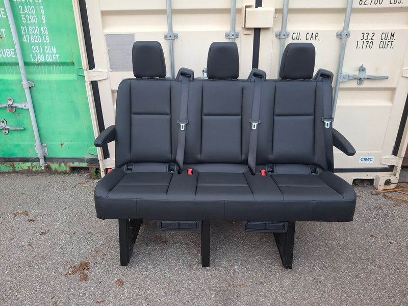 3 Passengers Removable Bench Seat - Black Leather