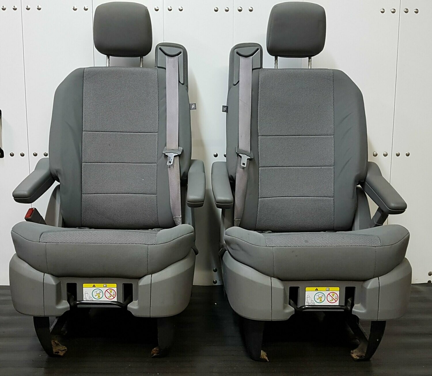 Pair of Swivel Seats - Grey Cloth