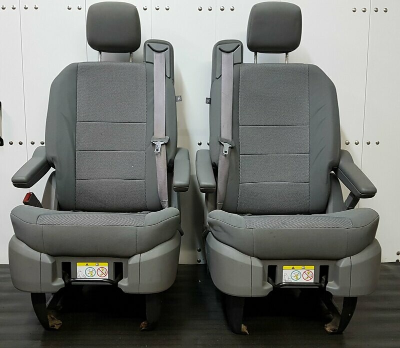Pair of Swivel Seats - Grey Cloth