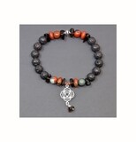 Reiki Charged Muladhara (Root Chakra) Charm Gemstone &amp; Lava Stone Bracelet (Fits wrists up to 6.75&quot;)