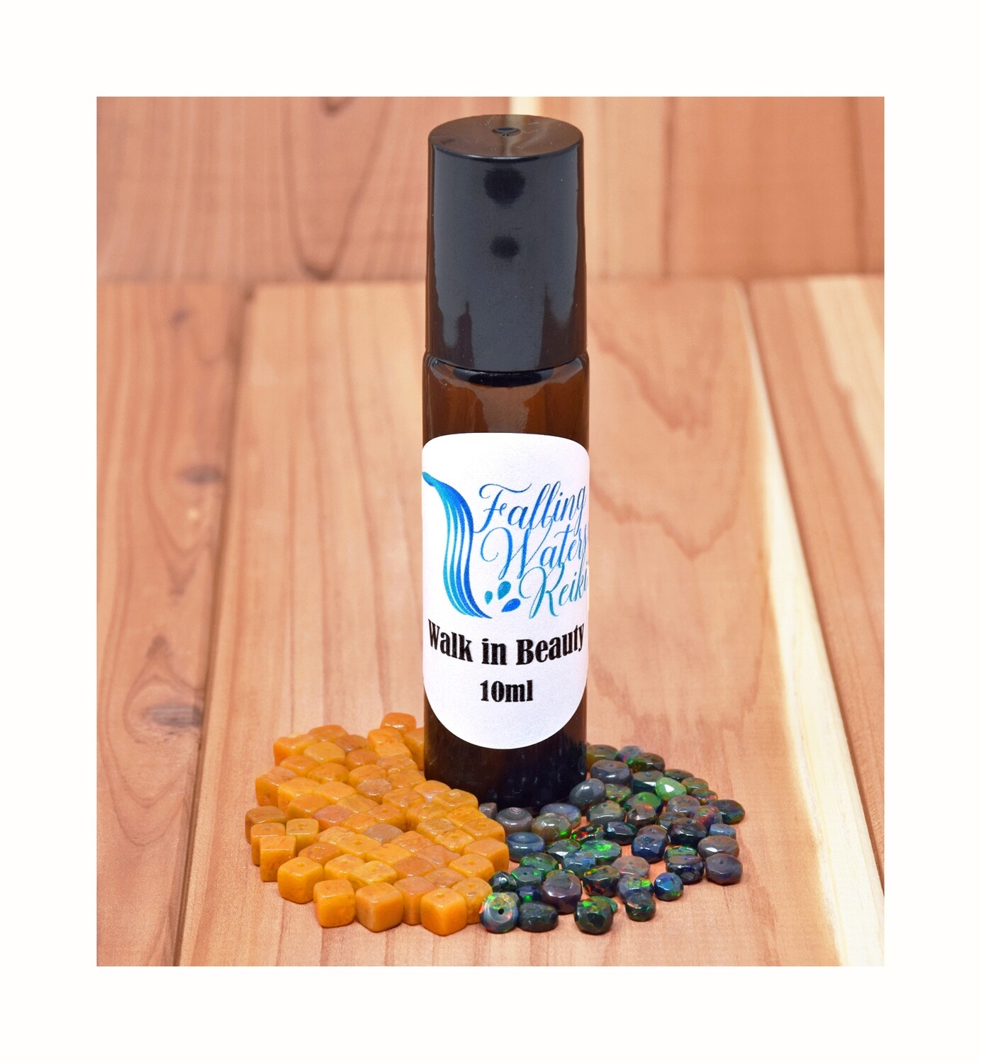 WALK IN BEAUTY - Reiki Charged Personal Essential Oil &amp; Genuine Crystal/Gemstone Blend (Roll On) 10 mL Bottle