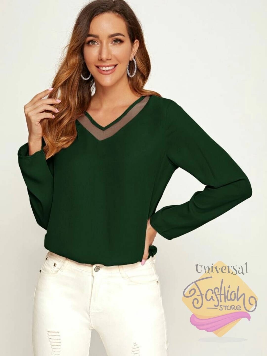 Blusa verde manga larga best sale