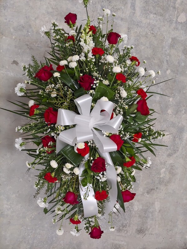 Gerbe funéraire rouge et blanche