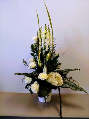 Corbeille funéraire blanche