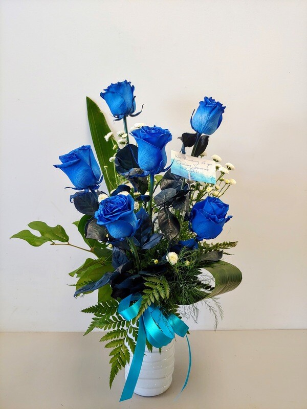 Montage de rose bleu