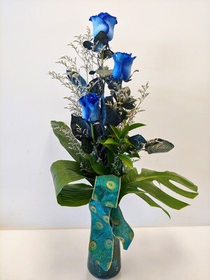 Montage de rose bleu