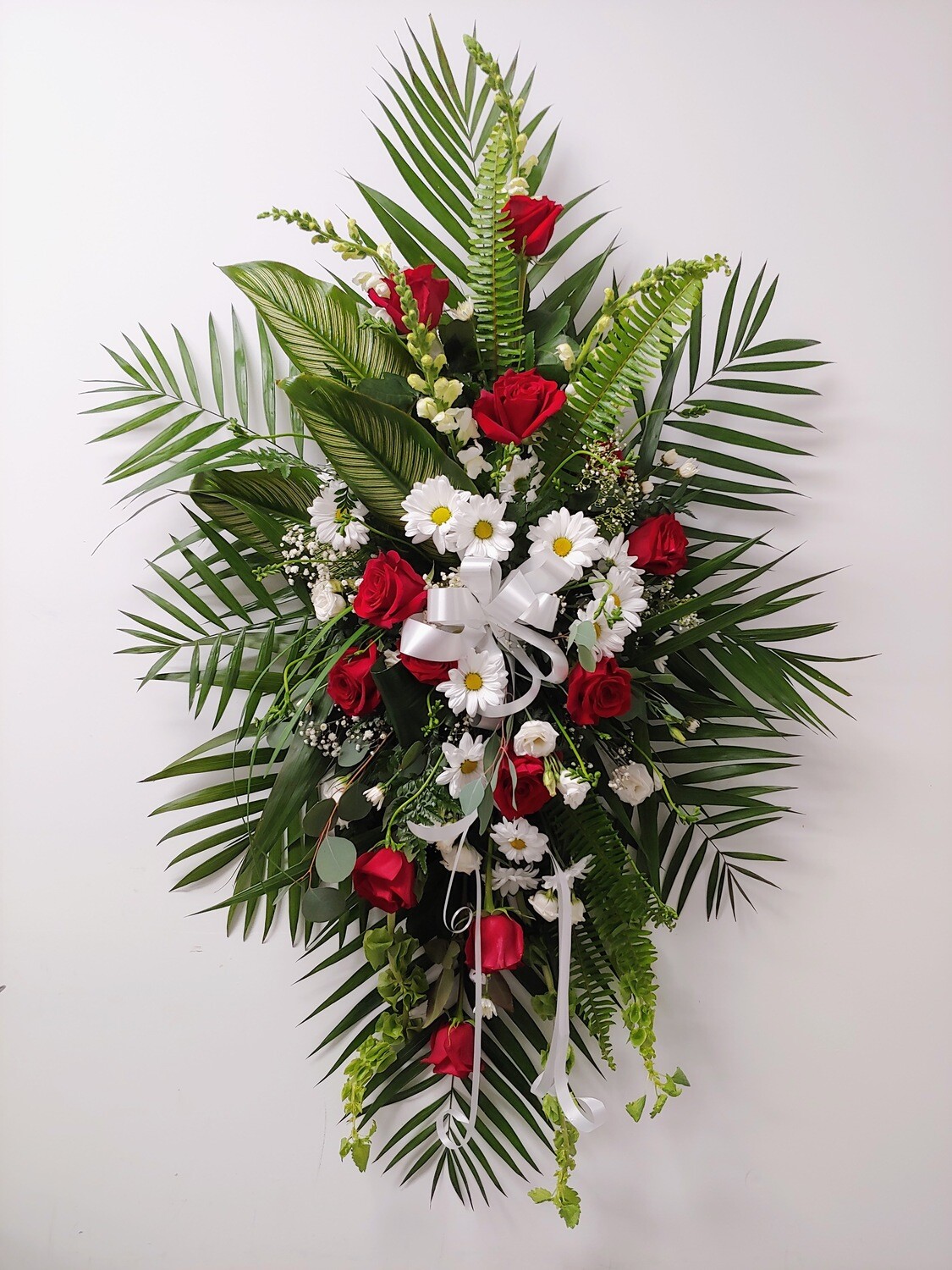 Gerbe funéraire rouge et blanche