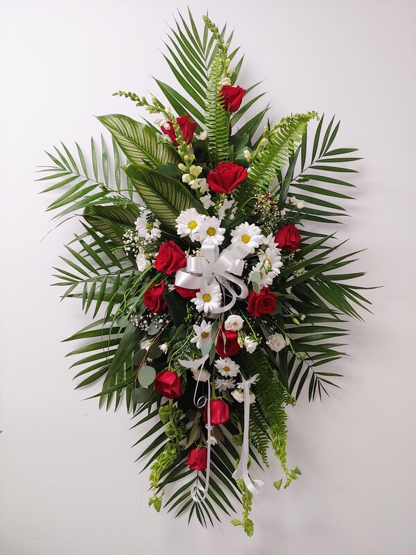 Gerbe funéraire rouge et blanche