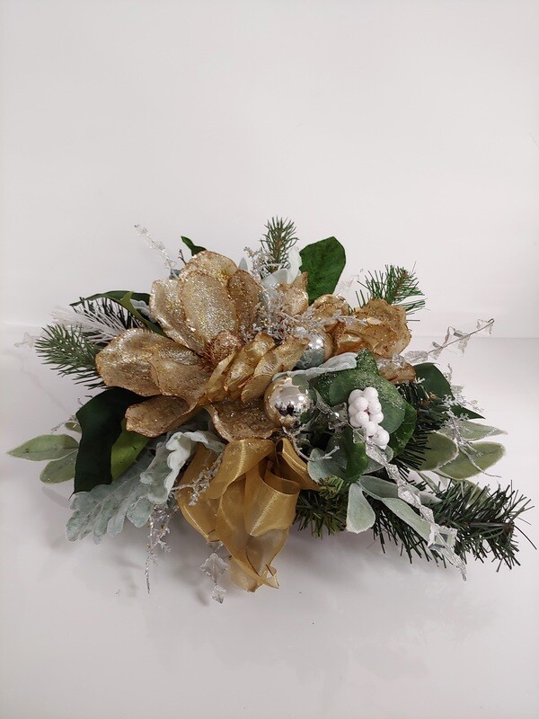 Centre de table Noël soie Magniolia