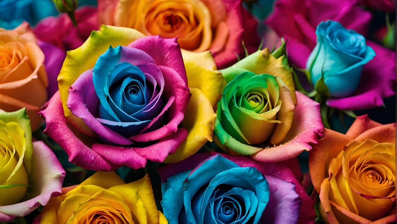 Roses arc-en-ciel