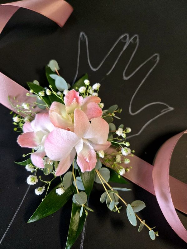 Bracelet orchidée Dendrobium rose