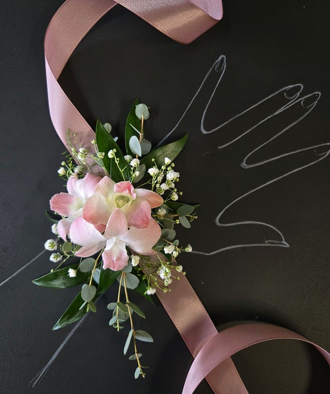 Bracelet orchidée Dendrobium rose