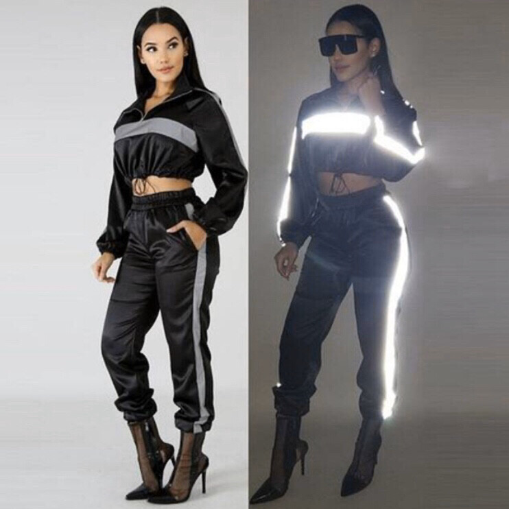 Two Piece Set Sportwear 2019 Autumn Reflective Tracksuit