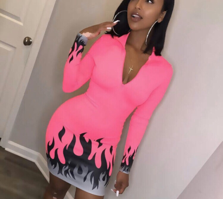 Fitness Sexy V Neck Bodycon Dress