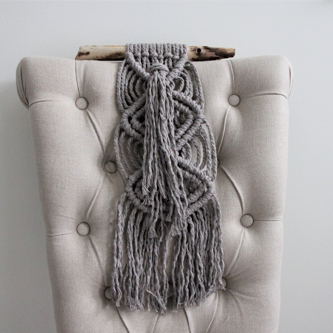 Pewter Waterfall Mini Macrame Wall Hanging Pewter Waterfall Mini Macrame Wall Hanging