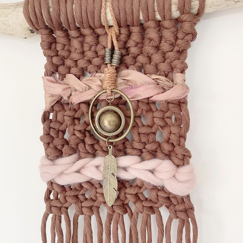 Cocoa Feather -- Mini Macrame & Fibre Art Wall Hanging