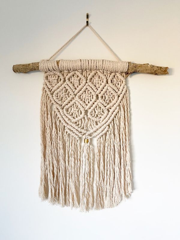 Gold Cuff & Diamonds — Fibre Art Macramé Wall Hanging