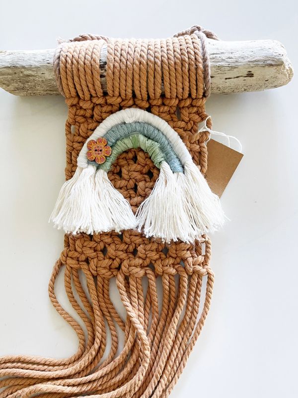 Cinnamon Rainbow -- Mini Macrame Wall Hanging