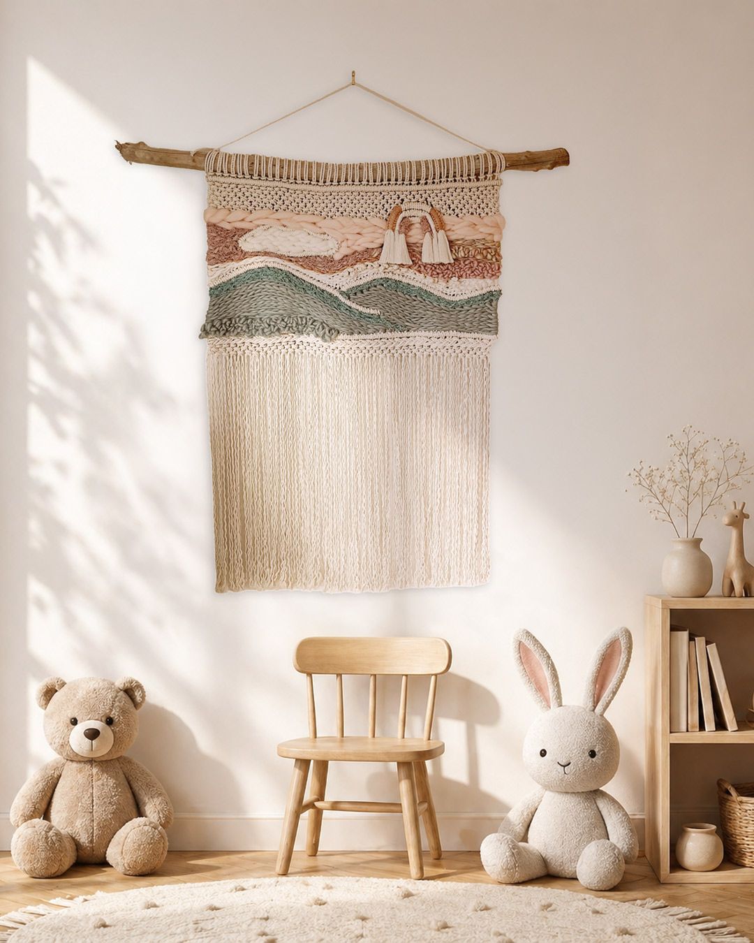 Sunset Over Dark Water -- Large Macrame Wall Tapestry
