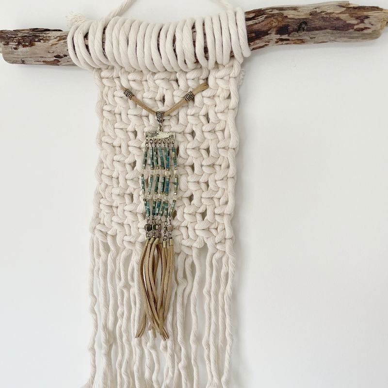 Beaded Boho -- Mini Macrame & Fibre Art Wall Hanging