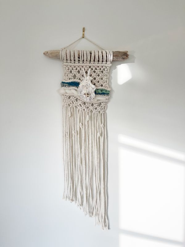 Barnacle Drift -- Small Macrame Wall Tapestry