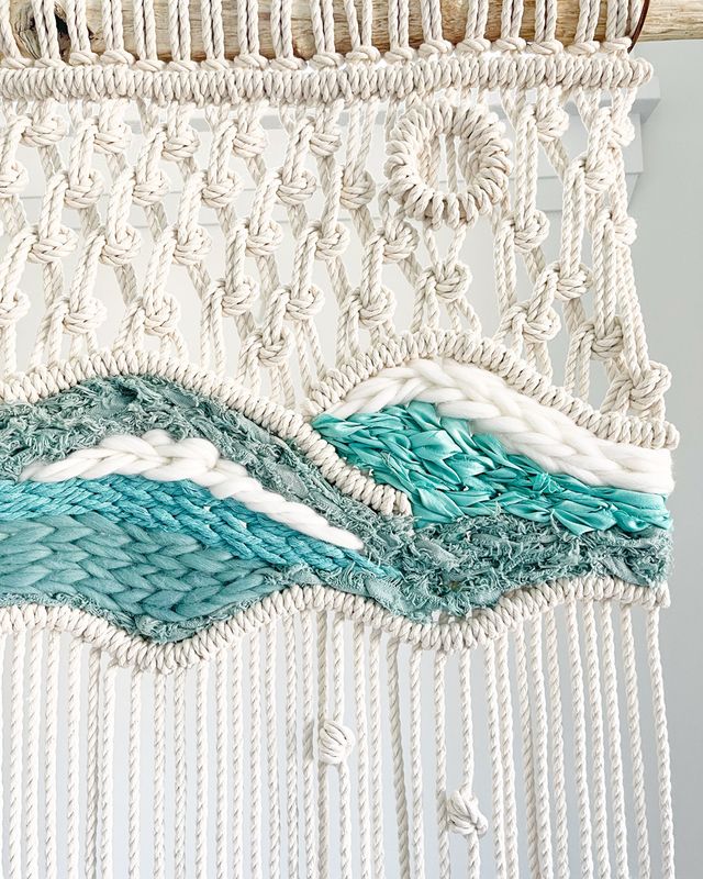 Blue Waves - Large Macrame Wall Hanging in Coastal Blues
