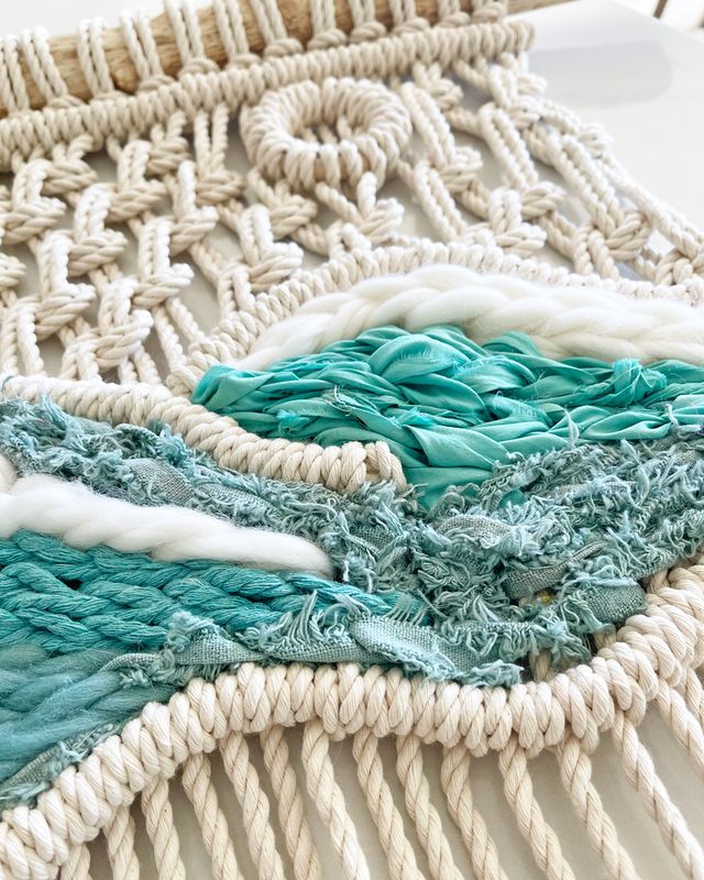 Blue Waves - Large Macrame Wall Hanging in Coastal Blues