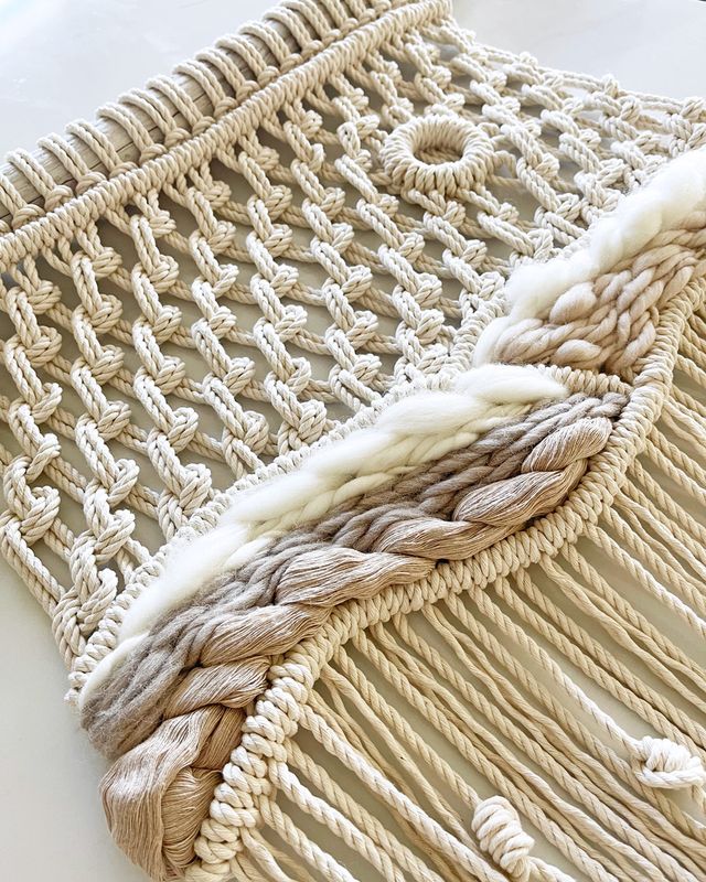 Sandy Beach -- Medium-Large Macrame Wall Tapestry