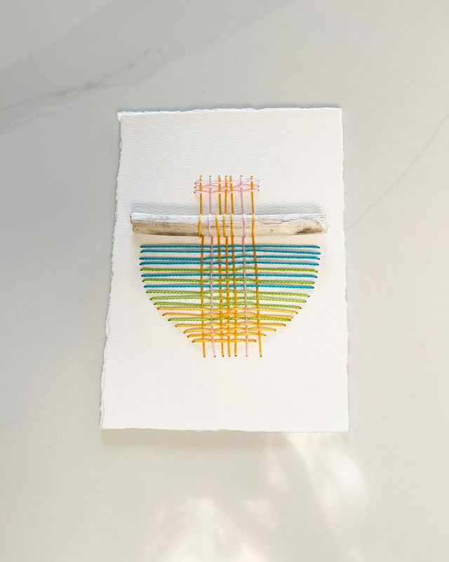 Summer Grid -- Original Hand Embroidered Wall Art