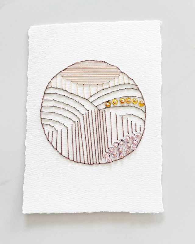Rose Horizon — Original Hand Embroidered Wall Art