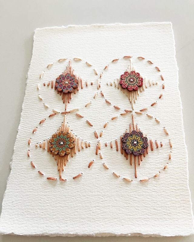 Constellation — Terracotta · Original Hand Embroidered Wall Art
