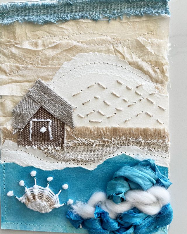 Cottage by the Sea — Original Mixed Media Wall Art