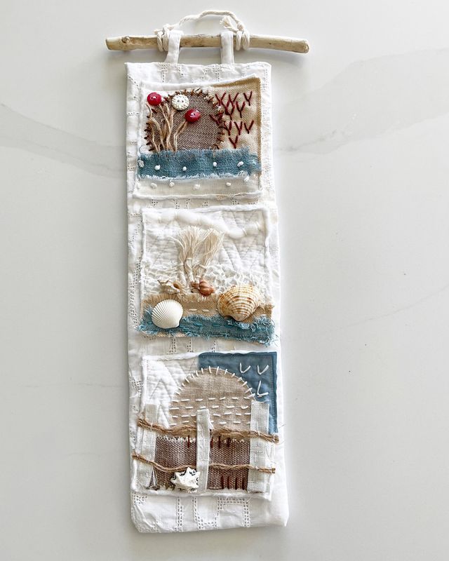Three Quiet Shores — Original Mixed Media Wall Hanging Three Quiet Shores — Original Mixed Media Wall Hanging