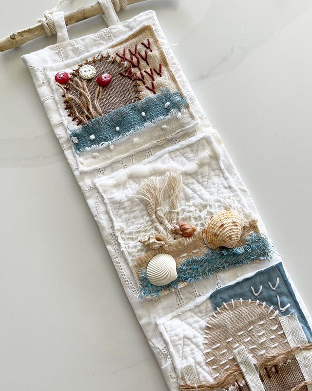 Three Quiet Shores — Original Mixed Media Wall Hanging