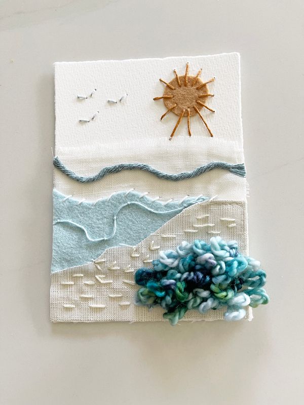 Shore Stitches -- Original Mixed Media Wall Art