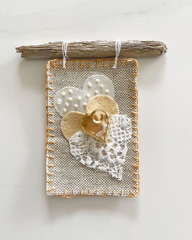 Golden Heart — Original Hand Appliqué & Embroidery Wall Hanging Golden Heart — Original Hand Appliqué & Embroidery Wall Hanging