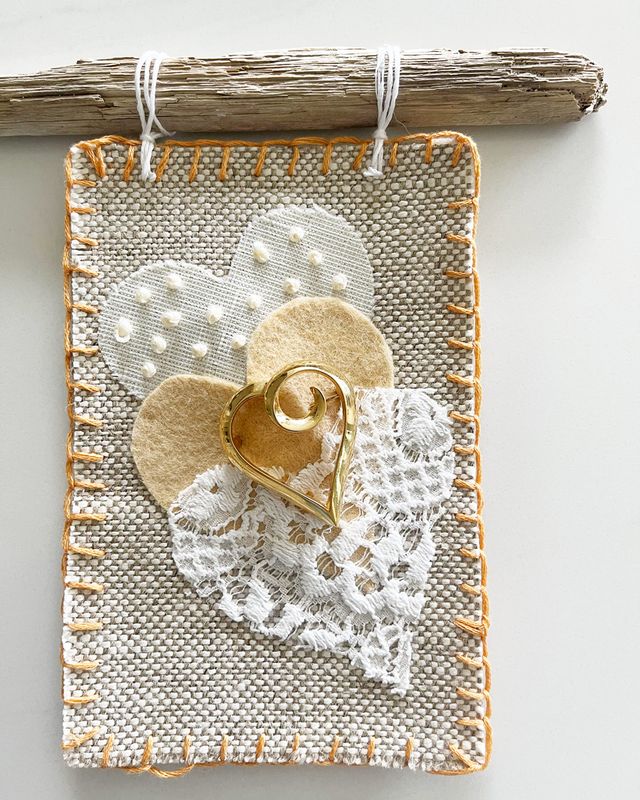 Golden Heart — Original Hand Appliqué & Embroidery Wall Hanging
