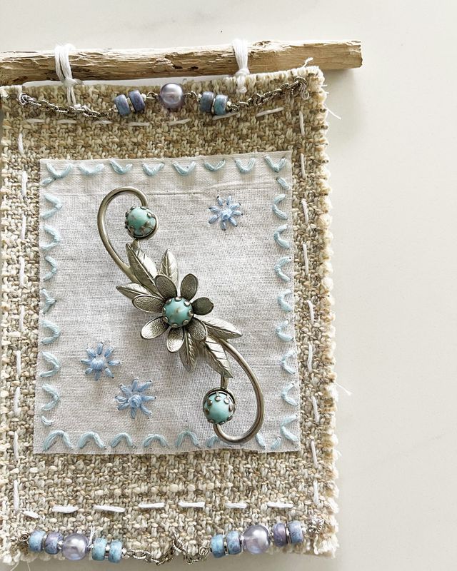 Starlit Keepsake — Original Hand Appliqué & Embroidery Wall Hanging