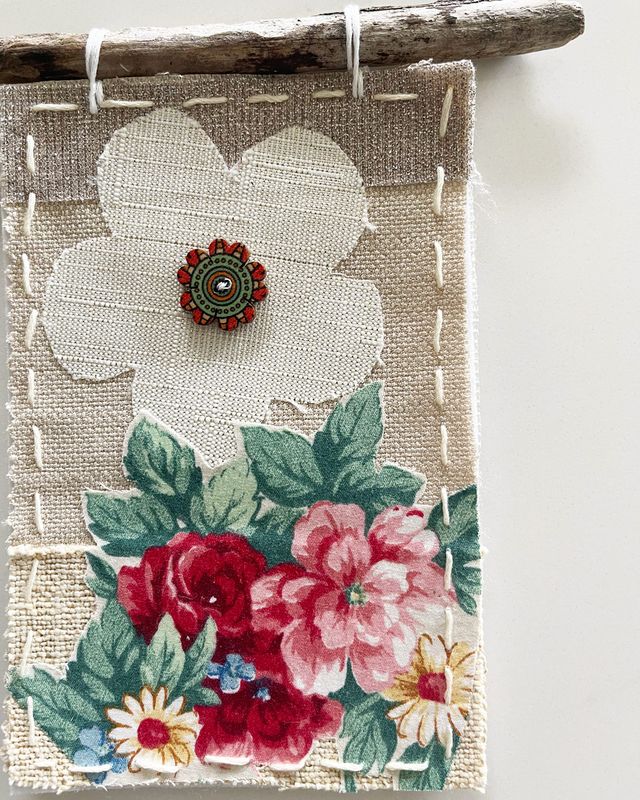Rosewood Bloom — Original Hand Appliqué & Embroidery Wall Hanging
