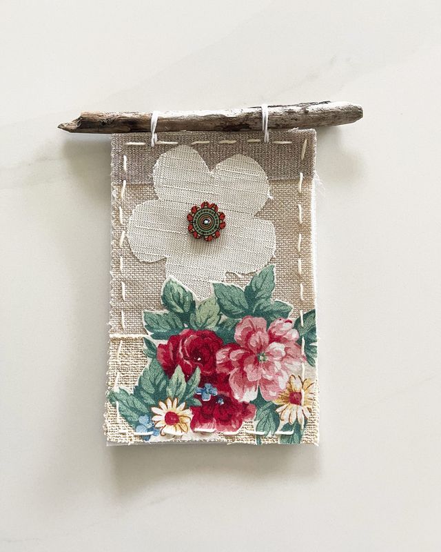 Rosewood Bloom — Original Hand Appliqué & Embroidery Wall Hanging Rosewood Bloom — Original Hand Appliqué & Embroidery Wall Hanging
