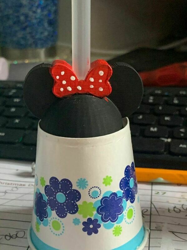 3D Printed Minnie Straw Topper
