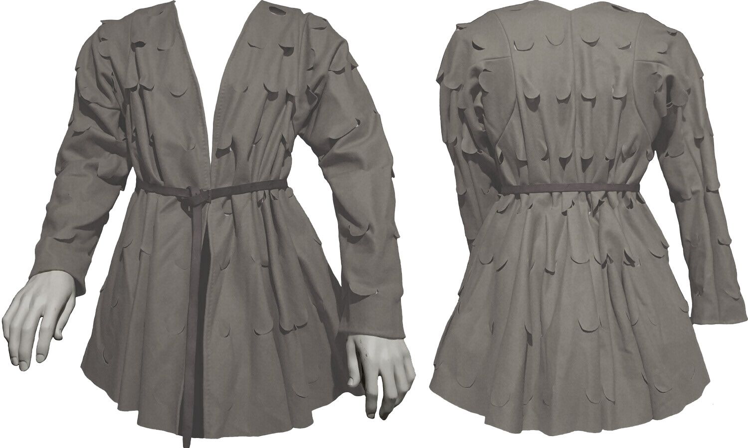 gezaddelte Mittelalterjacke - hellgrau