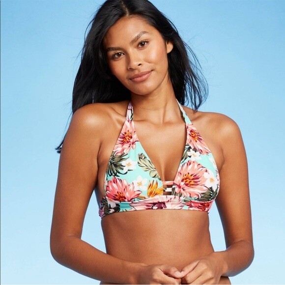 KONA SOL - MINT FLORAL BIKINI TOP